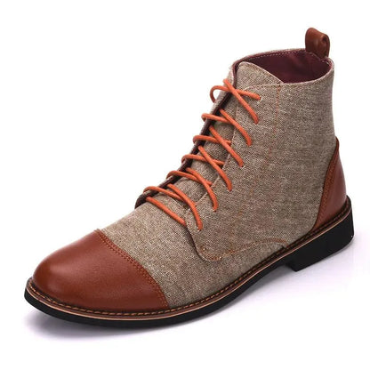 Trendy Stride High Top Leather Canvas Boots - Pylnam