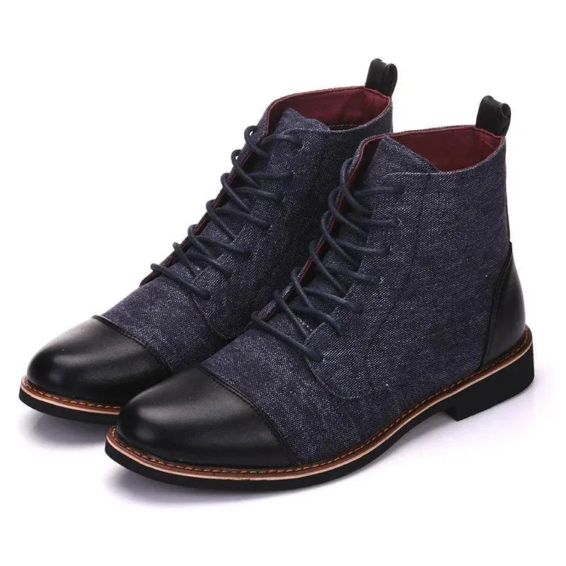 Trendy Stride High Top Leather Canvas Boots - Pylnam