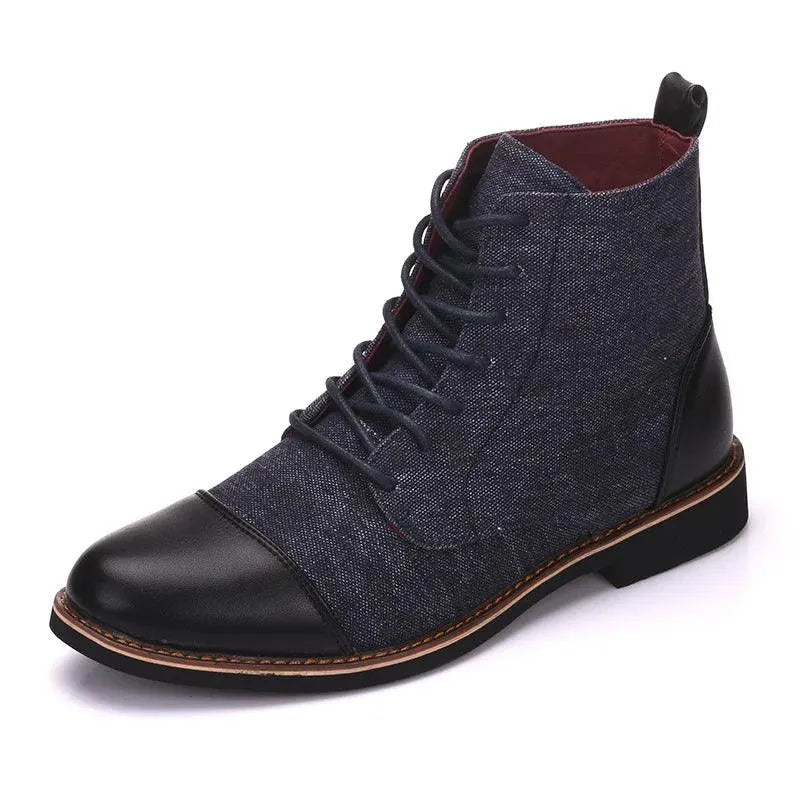 Trendy Stride High Top Leather Canvas Boots - Pylnam