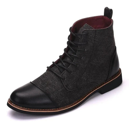 Trendy Stride High Top Leather Canvas Boots - Pylnam