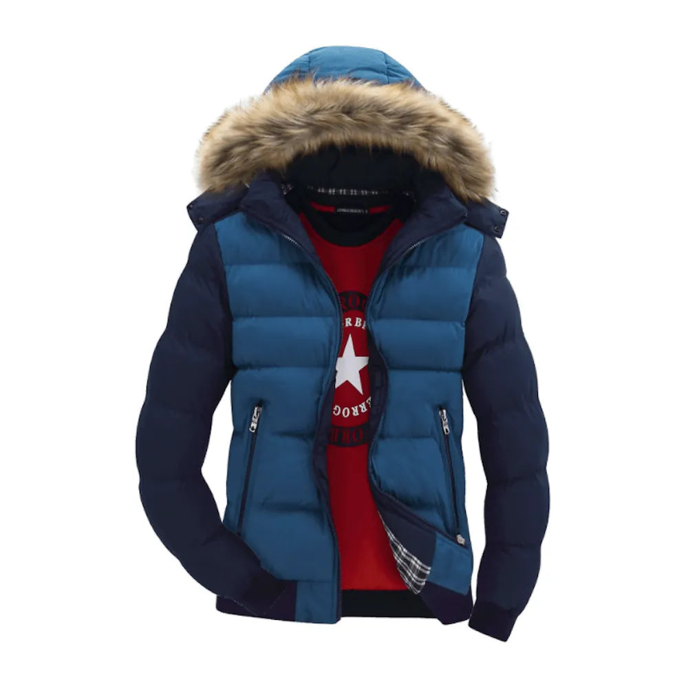 Two Tone Puffer Jacket W/Removable Hood - Pylnam