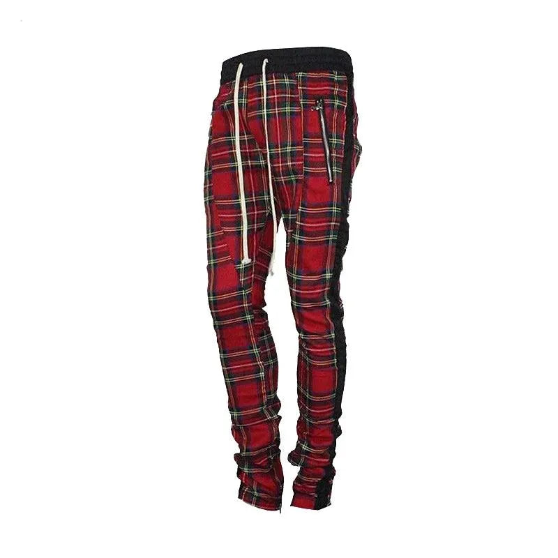 Urban Check Ankle Zip Lattice Joggers - Pylnam