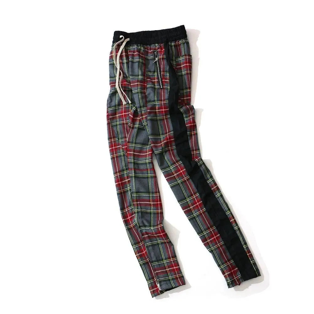 Urban Check Ankle Zip Lattice Joggers - Pylnam