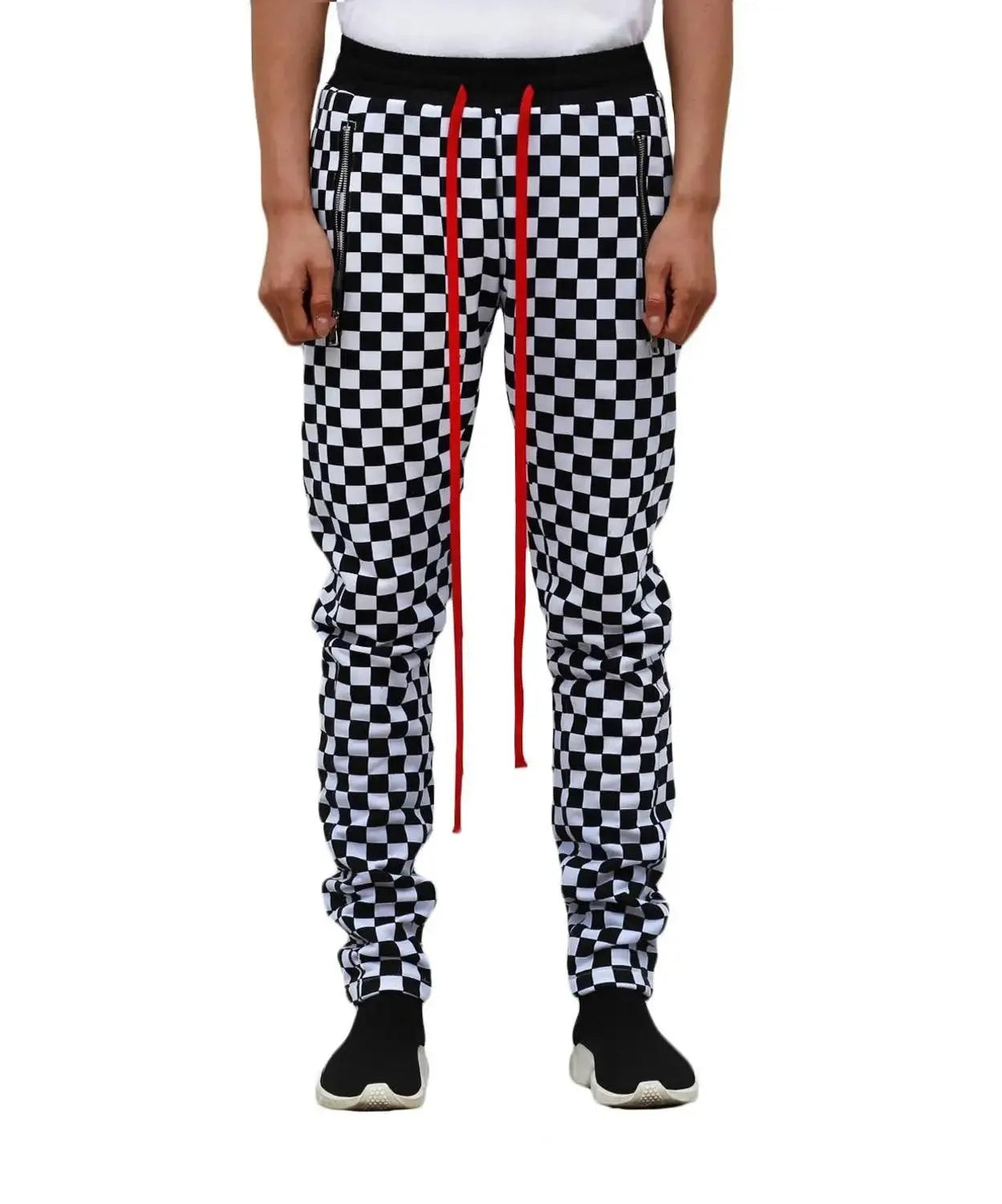 Urban Check Ankle Zip Lattice Joggers - Pylnam