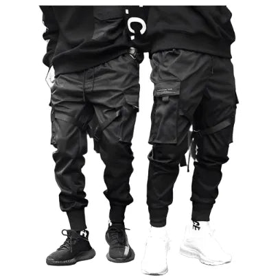 Versatile Black Slim Fit Joggers with Elastic Waistband - Pylnam