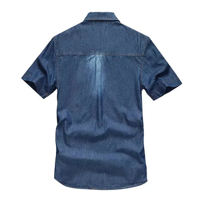 Versatile Denim Utility Short Sleeve Shirt - Pylnam