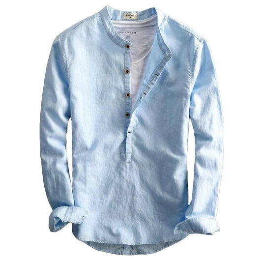 Vintage Fit Long Sleeve Linen Shirt - Pylnam