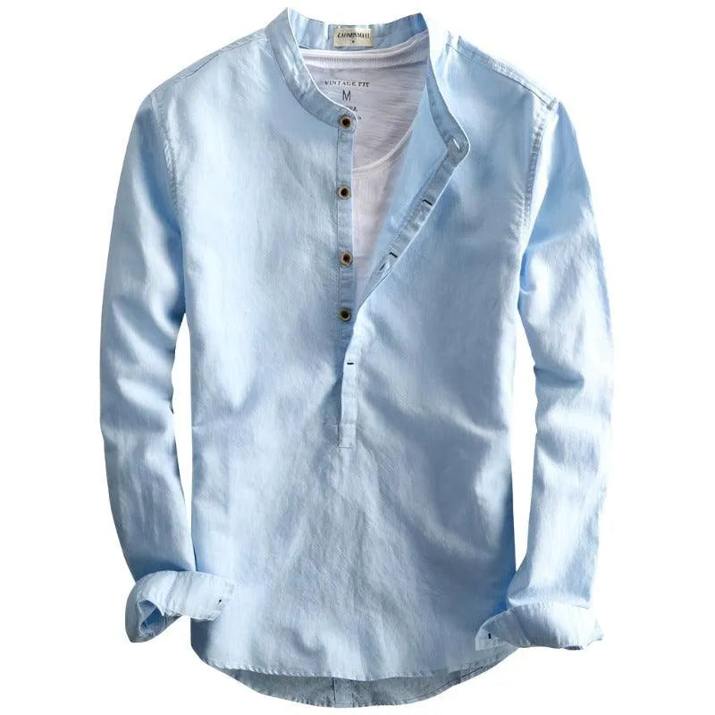 Vintage Fit Long Sleeve Linen Shirt - Pylnam