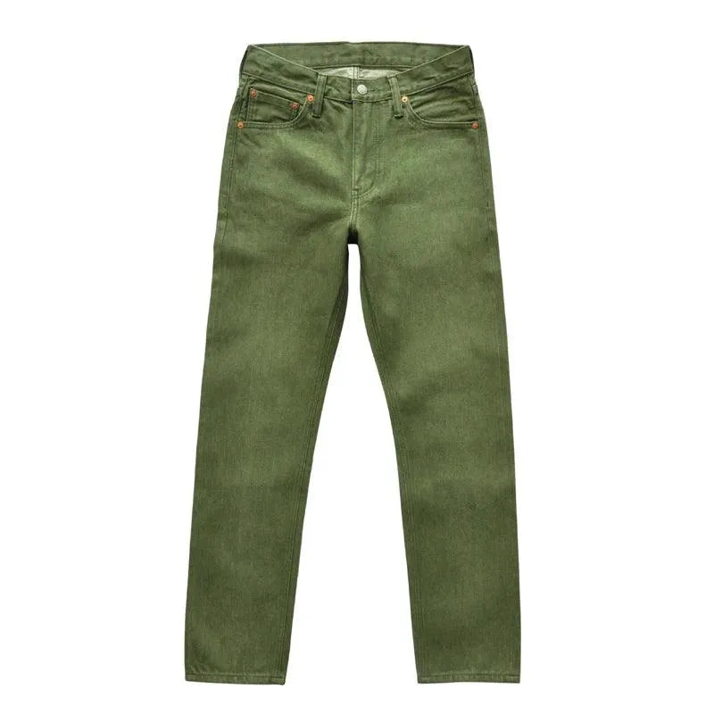 Vulcanized Olive Green Selvedge Denim Jeans - Pylnam